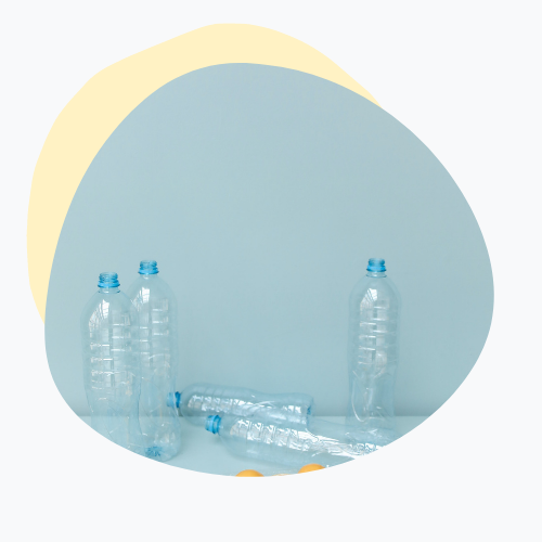 plastic bottles on a blue background